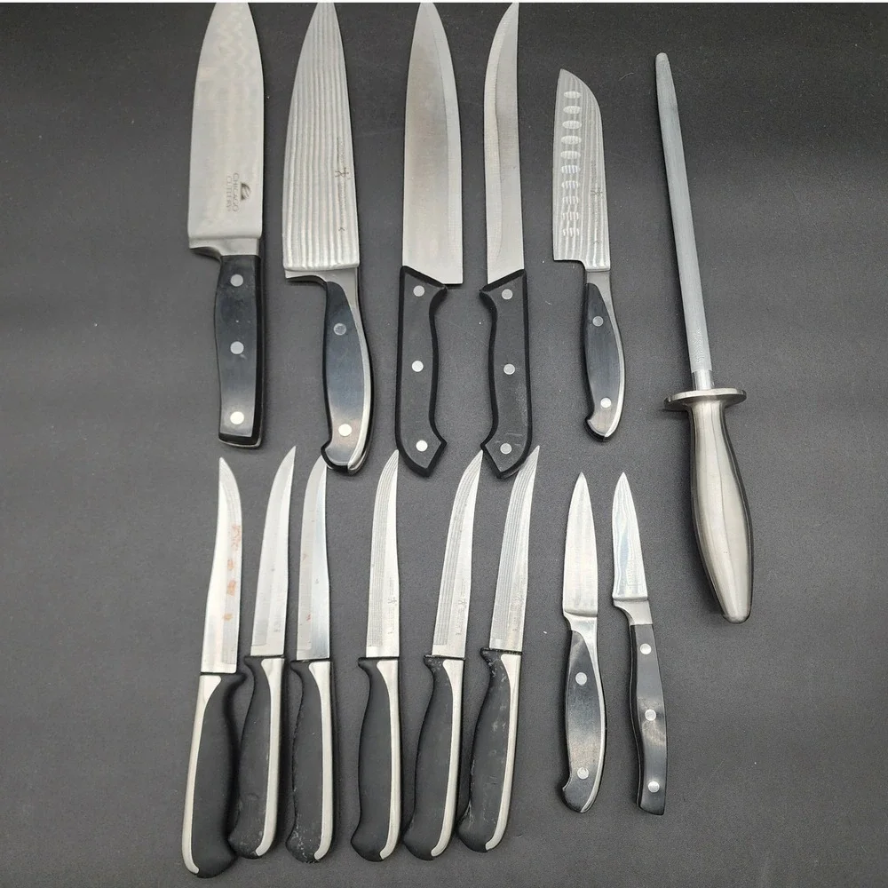 Henckels/Chicago Cutlery 15pc Black Stainless Steel Knife Set Block - READ